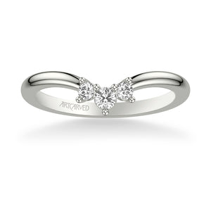 Artcarved Bridal Mounted with Side Stones Contemporary Diamond Wedding Band 14K White Gold