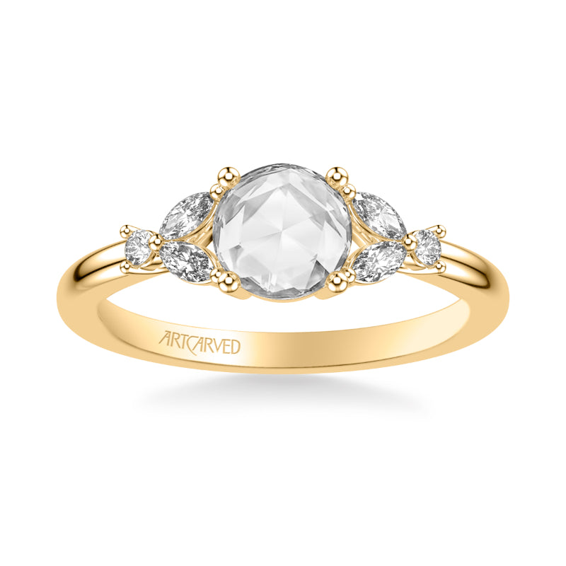 Artcarved Bridal Mounted Mined Live Center Contemporary Diamond Engagement Ring 14K Yellow Gold