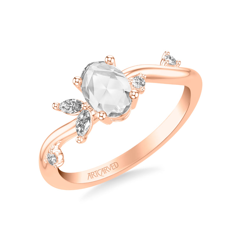 Artcarved Bridal Mounted Mined Live Center Contemporary Diamond Engagement Ring 14K Rose Gold