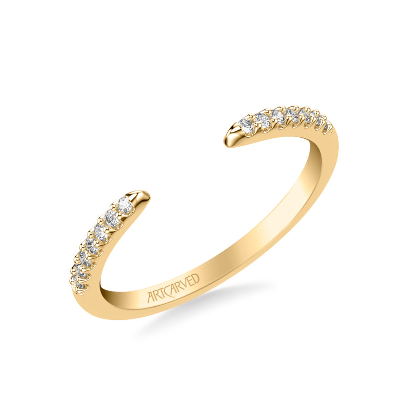 Artcarved Bridal Mounted with Side Stones Contemporary Diamond Wedding Band 14K Yellow Gold