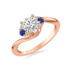 Artcarved Bridal Mounted with CZ Center Contemporary Engagement Ring 14K Rose Gold & Blue Sapphire