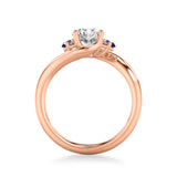 Artcarved Bridal Semi-Mounted with Side Stones Contemporary Engagement Ring 14K Rose Gold & Blue Sapphire