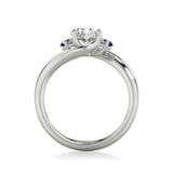 Artcarved Bridal Mounted with CZ Center Contemporary Engagement Ring 14K White Gold & Blue Sapphire