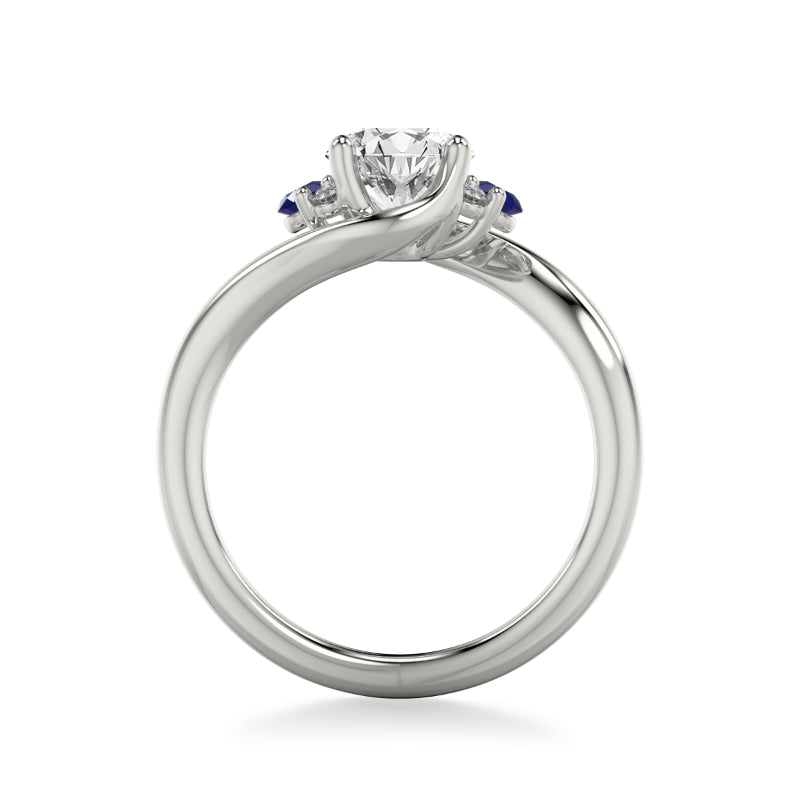 Artcarved Bridal Mounted with CZ Center Contemporary Engagement Ring 18K White Gold & Blue Sapphire