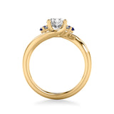 Artcarved Bridal Mounted with CZ Center Contemporary Engagement Ring 18K Yellow Gold & Blue Sapphire