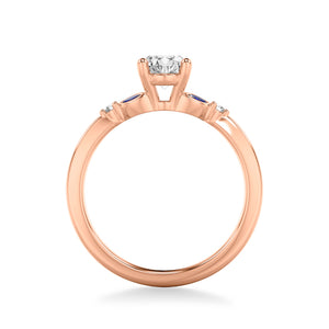 Artcarved Bridal Semi-Mounted with Side Stones Contemporary Engagement Ring 14K Rose Gold & Blue Sapphire