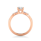 Artcarved Bridal Semi-Mounted with Side Stones Contemporary Engagement Ring 18K Rose Gold & Blue Sapphire