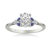 Artcarved Bridal Semi-Mounted with Side Stones Contemporary Engagement Ring 14K White Gold & Blue Sapphire