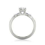 Artcarved Bridal Semi-Mounted with Side Stones Contemporary Engagement Ring 14K White Gold & Blue Sapphire