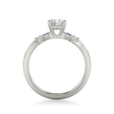 Artcarved Bridal Mounted with CZ Center Contemporary Engagement Ring 14K White Gold & Blue Sapphire
