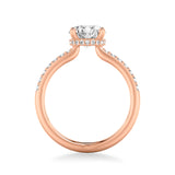 Artcarved Bridal Semi-Mounted with Side Stones Classic Engagement Ring 18K Rose Gold
