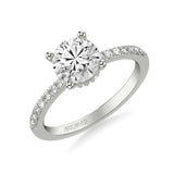 Artcarved Bridal Semi-Mounted with Side Stones Classic Engagement Ring 18K White Gold