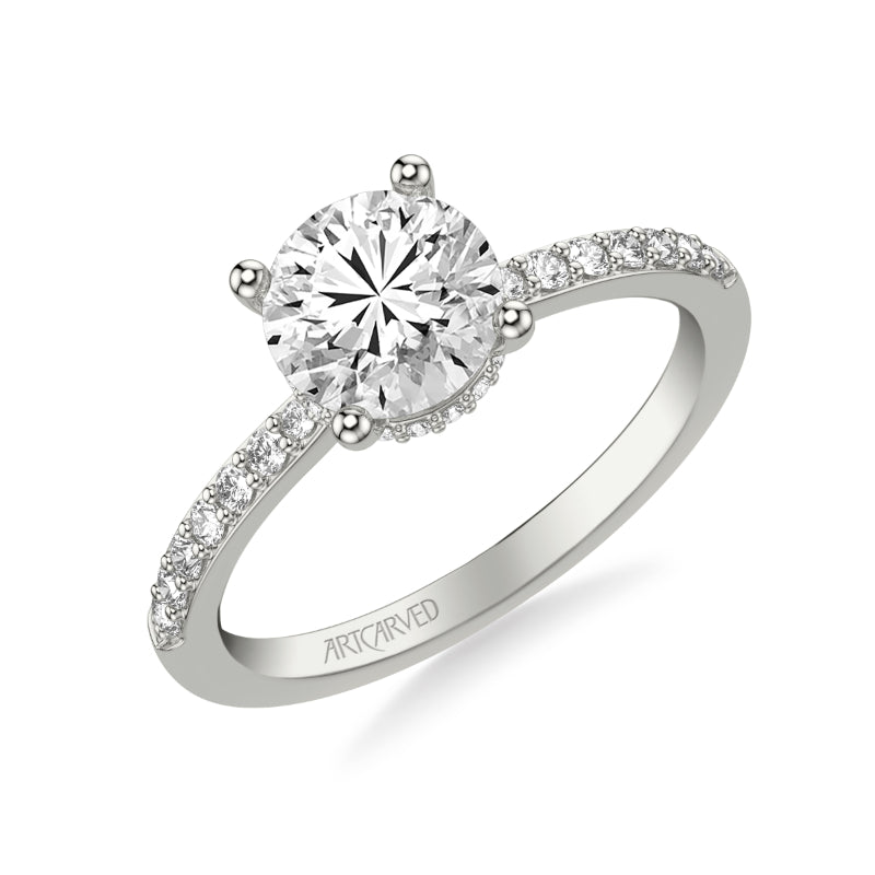 Artcarved Bridal Mounted with CZ Center Classic Engagement Ring 14K White Gold
