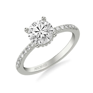 Artcarved Bridal Mounted with CZ Center Classic Engagement Ring 18K White Gold
