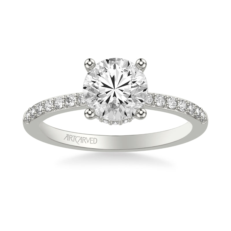 Artcarved Bridal Mounted with CZ Center Classic Engagement Ring 14K White Gold