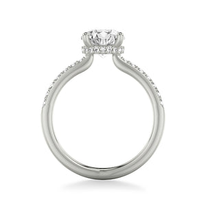 Artcarved Bridal Mounted with CZ Center Classic Engagement Ring 18K White Gold