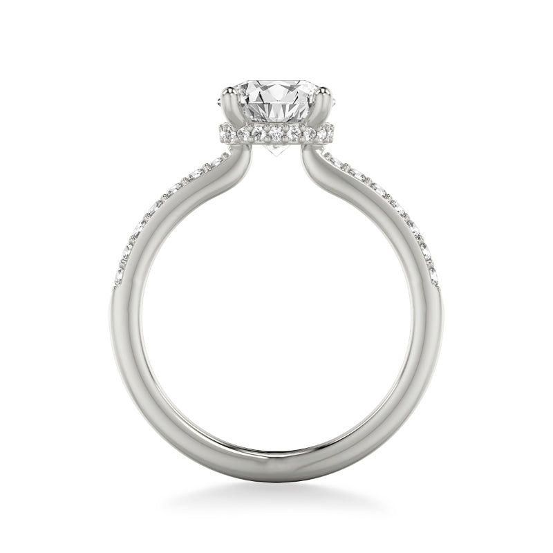 Artcarved Bridal Semi-Mounted with Side Stones Classic Engagement Ring 18K White Gold