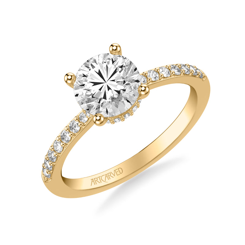 Artcarved Bridal Mounted with CZ Center Classic Engagement Ring 18K Yellow Gold