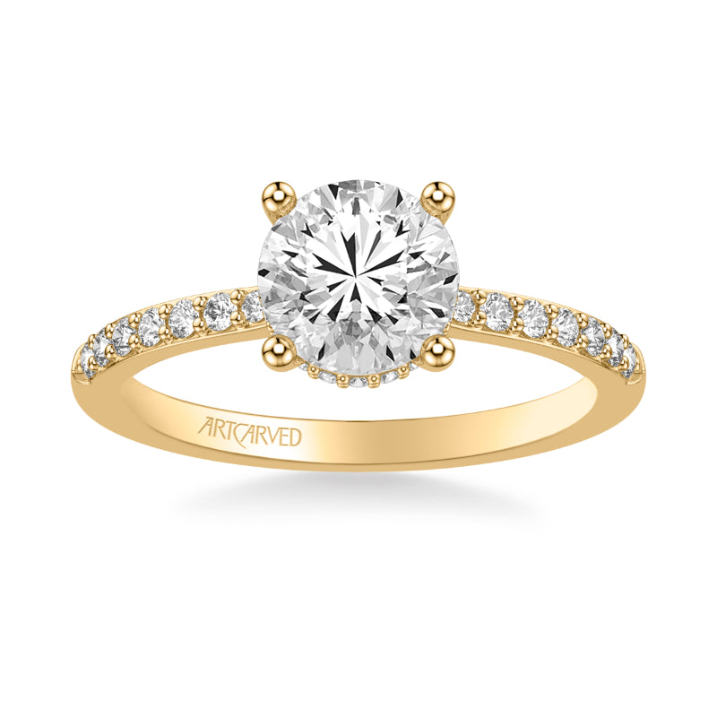 Artcarved Bridal Mounted with CZ Center Classic Engagement Ring 14K Yellow Gold