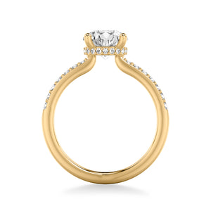 Artcarved Bridal Semi-Mounted with Side Stones Classic Engagement Ring 18K Yellow Gold