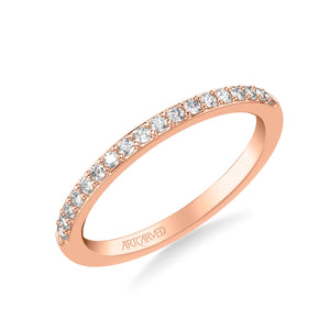 Artcarved Bridal Mounted with Side Stones Classic Diamond Wedding Band 14K Rose Gold