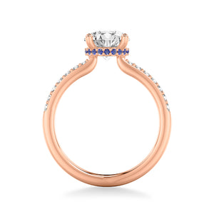 Artcarved Bridal Mounted with CZ Center Classic Engagement Ring 18K Rose Gold & Blue Sapphire