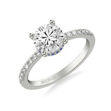 Artcarved Bridal Mounted with CZ Center Classic Engagement Ring 14K White Gold & Blue Sapphire