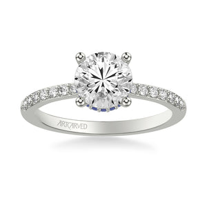 Artcarved Bridal Mounted with CZ Center Classic Engagement Ring 14K White Gold & Blue Sapphire