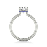 Artcarved Bridal Mounted with CZ Center Classic Engagement Ring 18K White Gold & Blue Sapphire