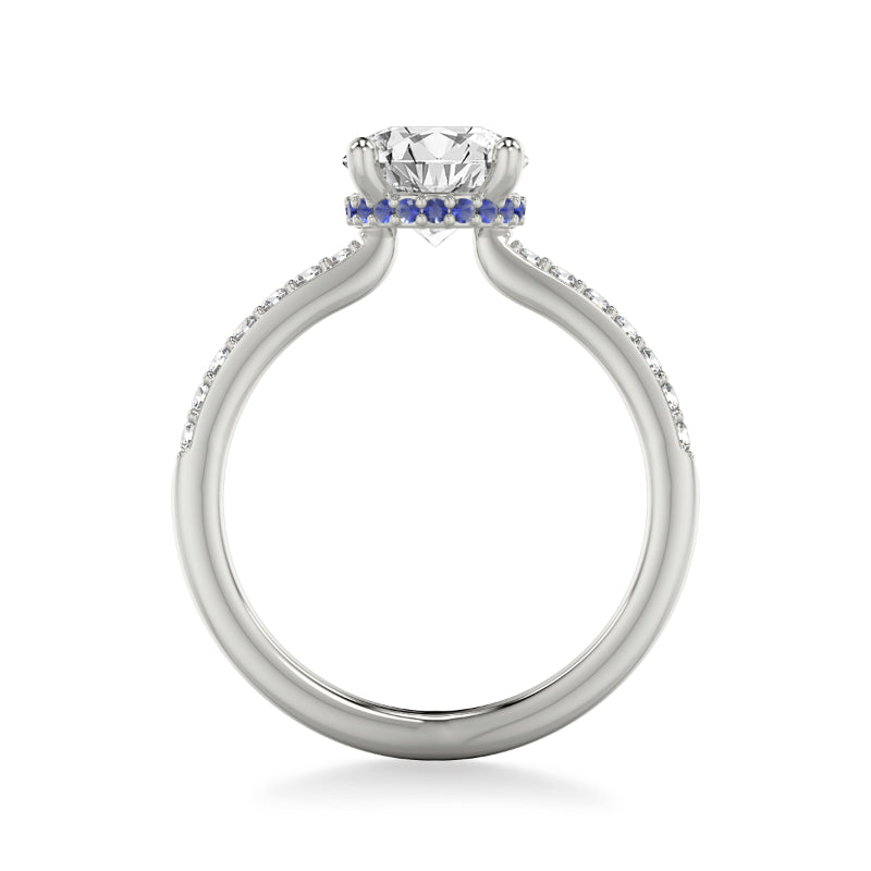 Artcarved Bridal Mounted with CZ Center Classic Engagement Ring 14K White Gold & Blue Sapphire