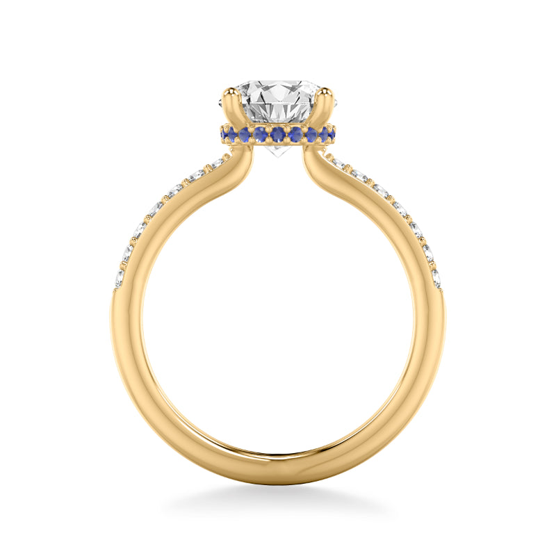 Artcarved Bridal Mounted with CZ Center Classic Engagement Ring 18K Yellow Gold & Blue Sapphire