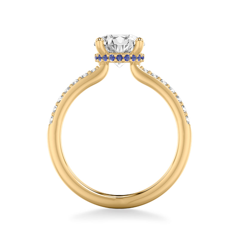 Artcarved Bridal Semi-Mounted with Side Stones Classic Engagement Ring 18K Yellow Gold & Blue Sapphire