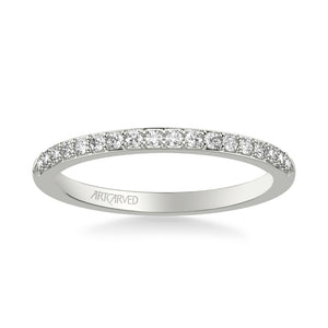 Artcarved Bridal Mounted with Side Stones Classic Diamond Wedding Band 14K White Gold