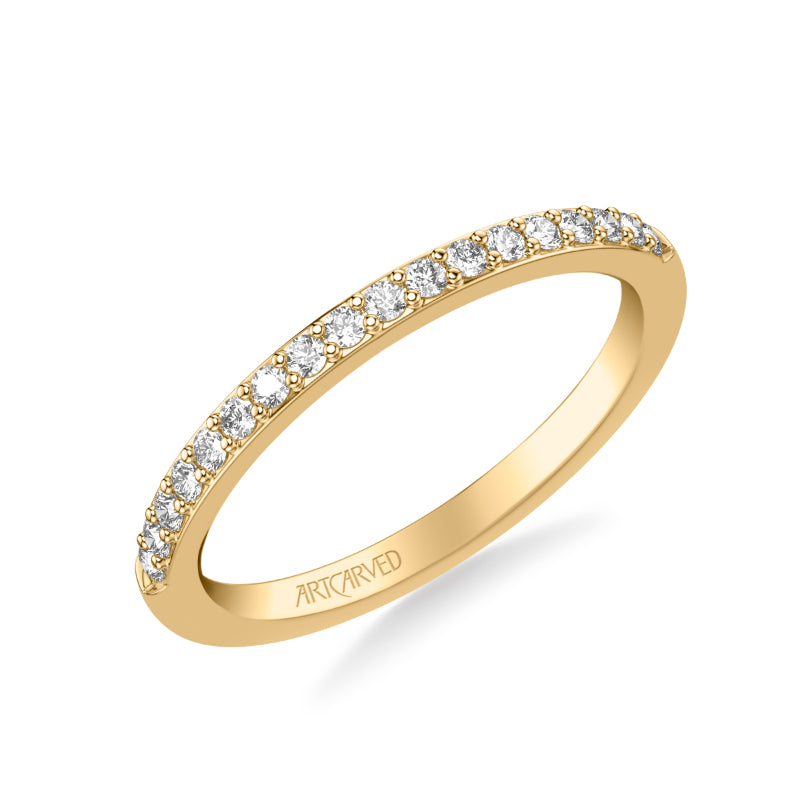 Artcarved Bridal Mounted with Side Stones Classic Diamond Wedding Band 18K Yellow Gold
