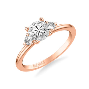 Artcarved Bridal Semi-Mounted with Side Stones Classic Engagement Ring 14K Rose Gold