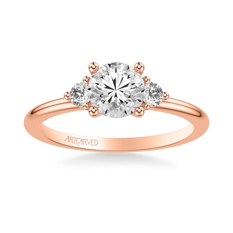 Artcarved Bridal Mounted with CZ Center Classic Engagement Ring 18K Rose Gold