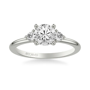 Artcarved Bridal Mounted with CZ Center Classic Engagement Ring 18K White Gold