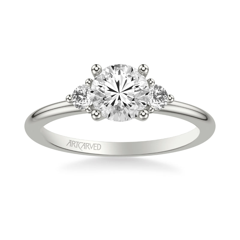 Artcarved Bridal Mounted with CZ Center Classic Engagement Ring 18K White Gold