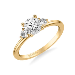 Artcarved Bridal Semi-Mounted with Side Stones Classic Engagement Ring 18K Yellow Gold