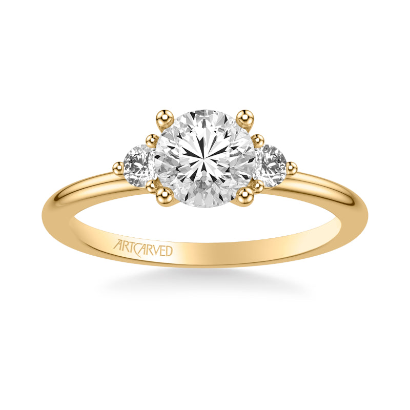 Artcarved Bridal Semi-Mounted with Side Stones Classic Engagement Ring 18K Yellow Gold