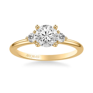 Artcarved Bridal Semi-Mounted with Side Stones Classic Engagement Ring 18K Yellow Gold