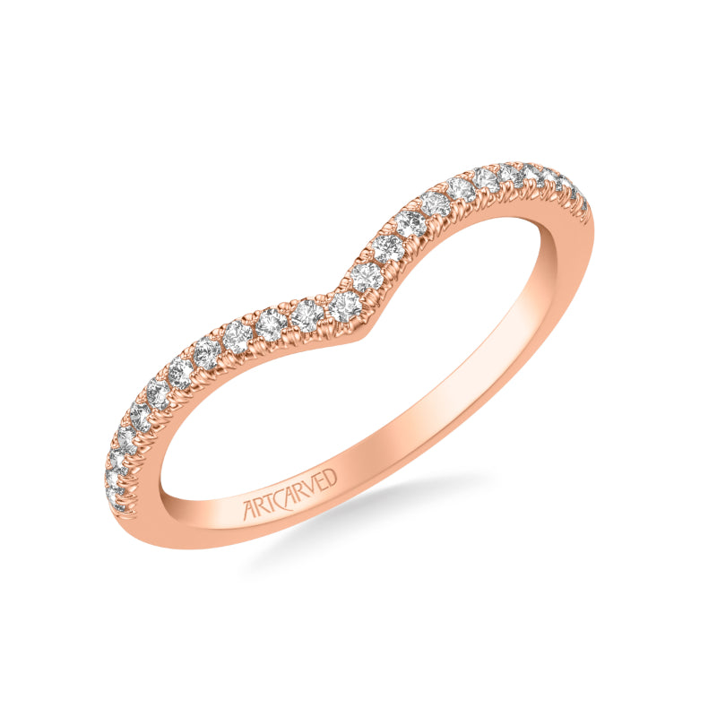 Artcarved Bridal Mounted with Side Stones Classic Diamond Wedding Band 18K Rose Gold