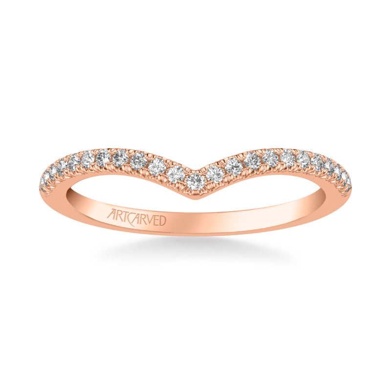 Artcarved Bridal Mounted with Side Stones Classic Diamond Wedding Band 14K Rose Gold