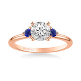 Artcarved Bridal Semi-Mounted with Side Stones Classic Engagement Ring 18K Rose Gold & Blue Sapphire