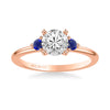 Artcarved Bridal Mounted with CZ Center Classic Engagement Ring 14K Rose Gold & Blue Sapphire