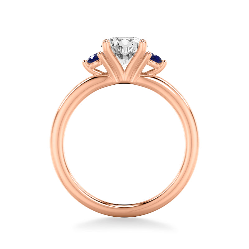 Artcarved Bridal Semi-Mounted with Side Stones Classic Engagement Ring 18K Rose Gold & Blue Sapphire