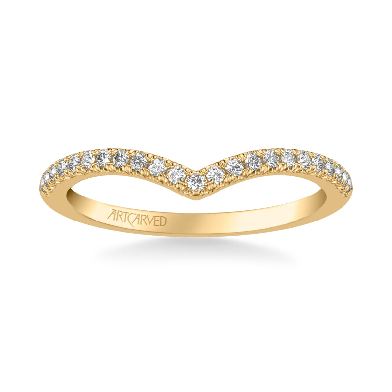 Artcarved Bridal Mounted with Side Stones Classic Diamond Wedding Band 14K Yellow Gold