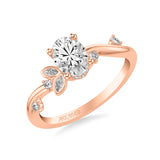 Artcarved Bridal Semi-Mounted with Side Stones Contemporary Engagement Ring 14K Rose Gold
