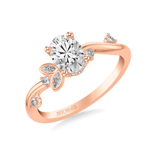 Artcarved Bridal Semi-Mounted with Side Stones Contemporary Engagement Ring 14K Rose Gold