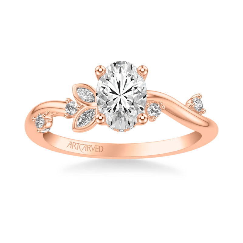 Artcarved Bridal Mounted with CZ Center Contemporary Engagement Ring 14K Rose Gold